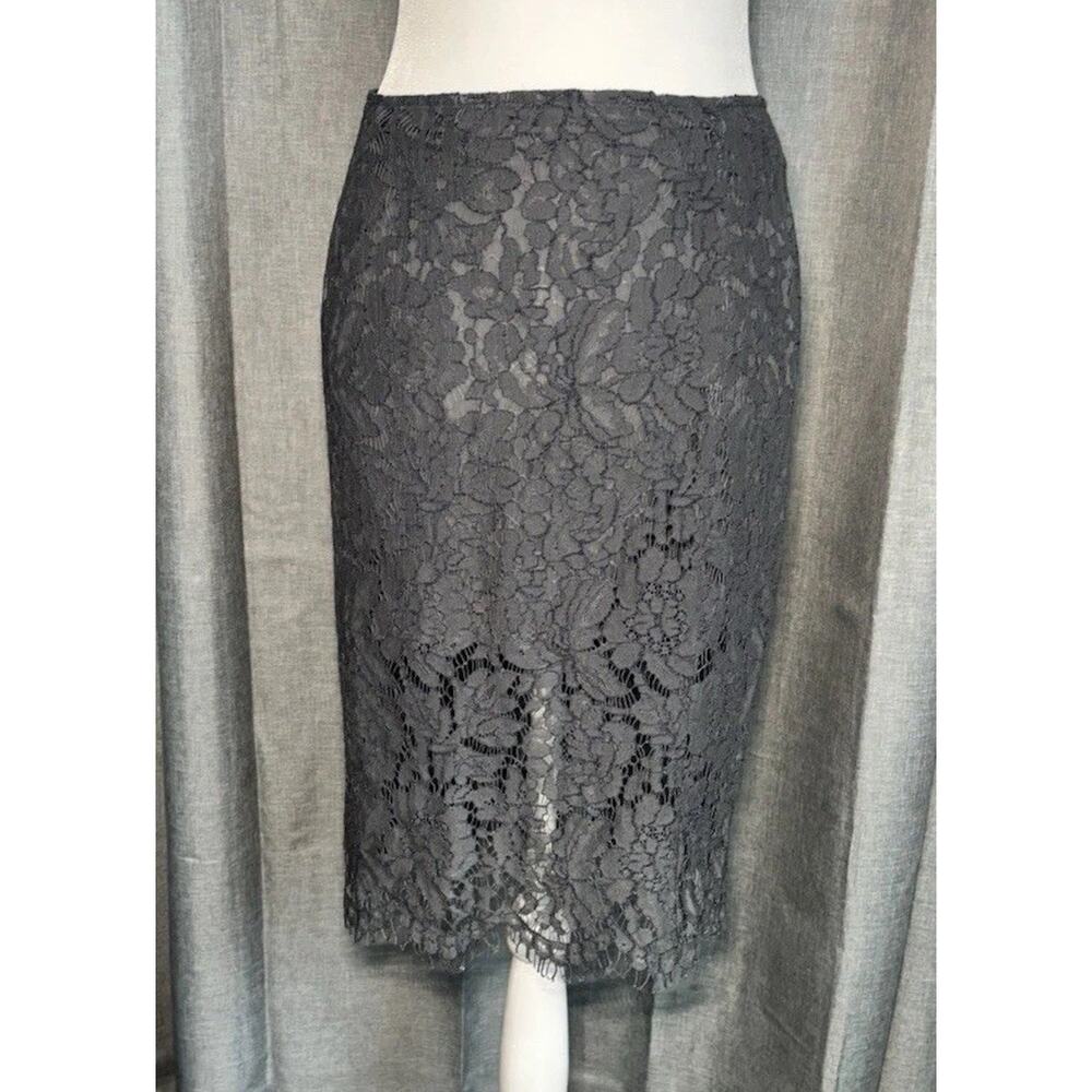 CHASER NWT Gray High Waist Lace Exposed Zipper Lined Mini Pencil Skirt Small - Picture 2 of 16